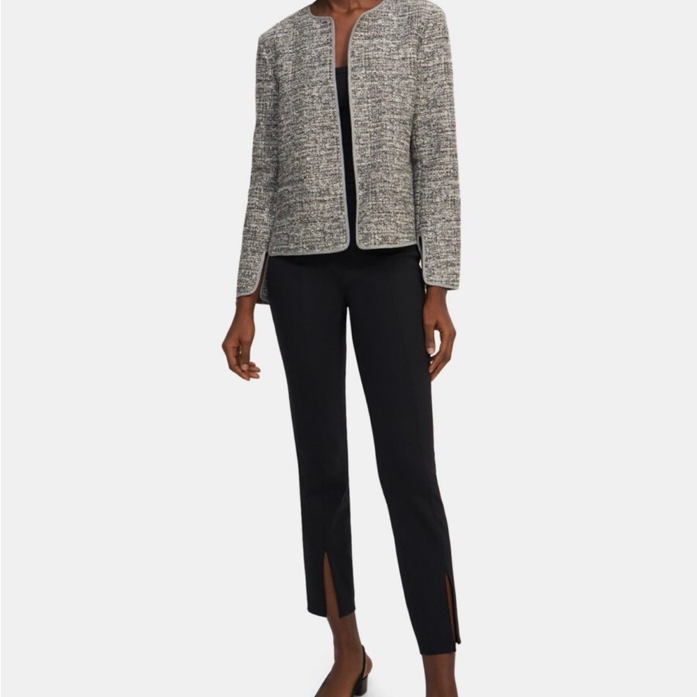 Theory Tweed Collarless Cropped Jacket